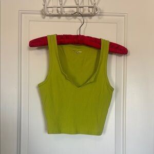 Year of ours lime green ribbed crop tank w notch neck
